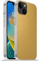 Geschikt voorApple Iphone 14 Plus - Soft case hoesje - Goud - Metaal - Luxe - Design - Siliconen Telefoonhoesje