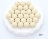 Perles en silicone 15mm, 5 pièces, écru