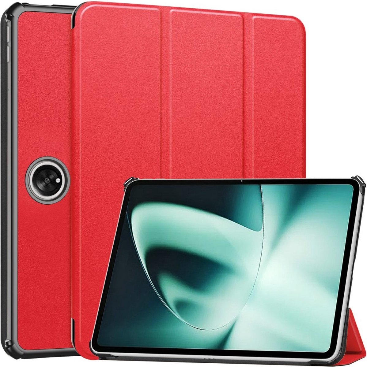 Tablethoes geschikt voor OnePlus Pad Hoesje - Tri-Fold Book Case met Wake/Sleep - Rood