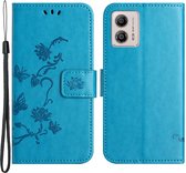 Coverup Bloemen & Vlinders Book Case - Geschikt voor Motorola Moto G13 / G23 / G53 Hoesje - Blauw