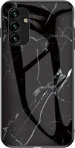 Coverup Marble Glass Back Cover - Geschikt voor Samsung Galaxy A14 Hoesje - Zwart