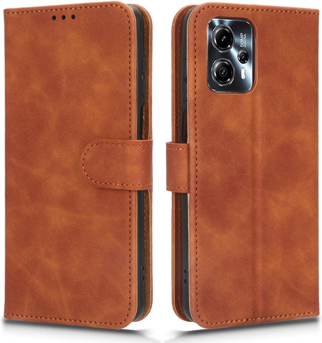 Coverup Hoesje - Geschikt voor Motorola Moto G13 / G23 / G53 Hoesje - Coverup Book Case - Bruin