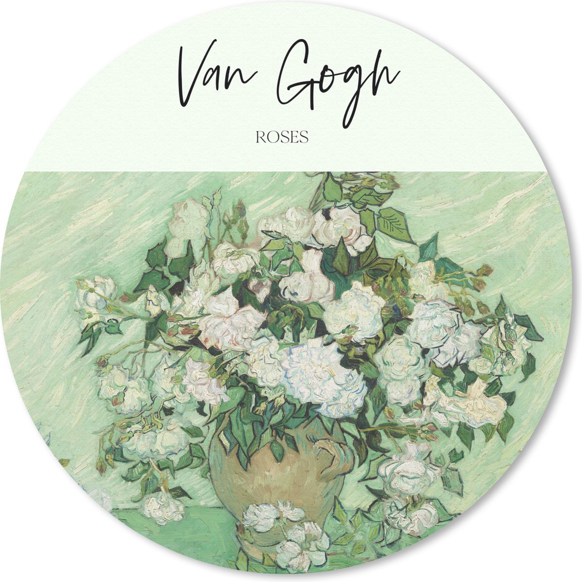 Muismat rond 30x30 cm - Mousepad Van Gogh - Kunst - Roses - Ronde muismatten
