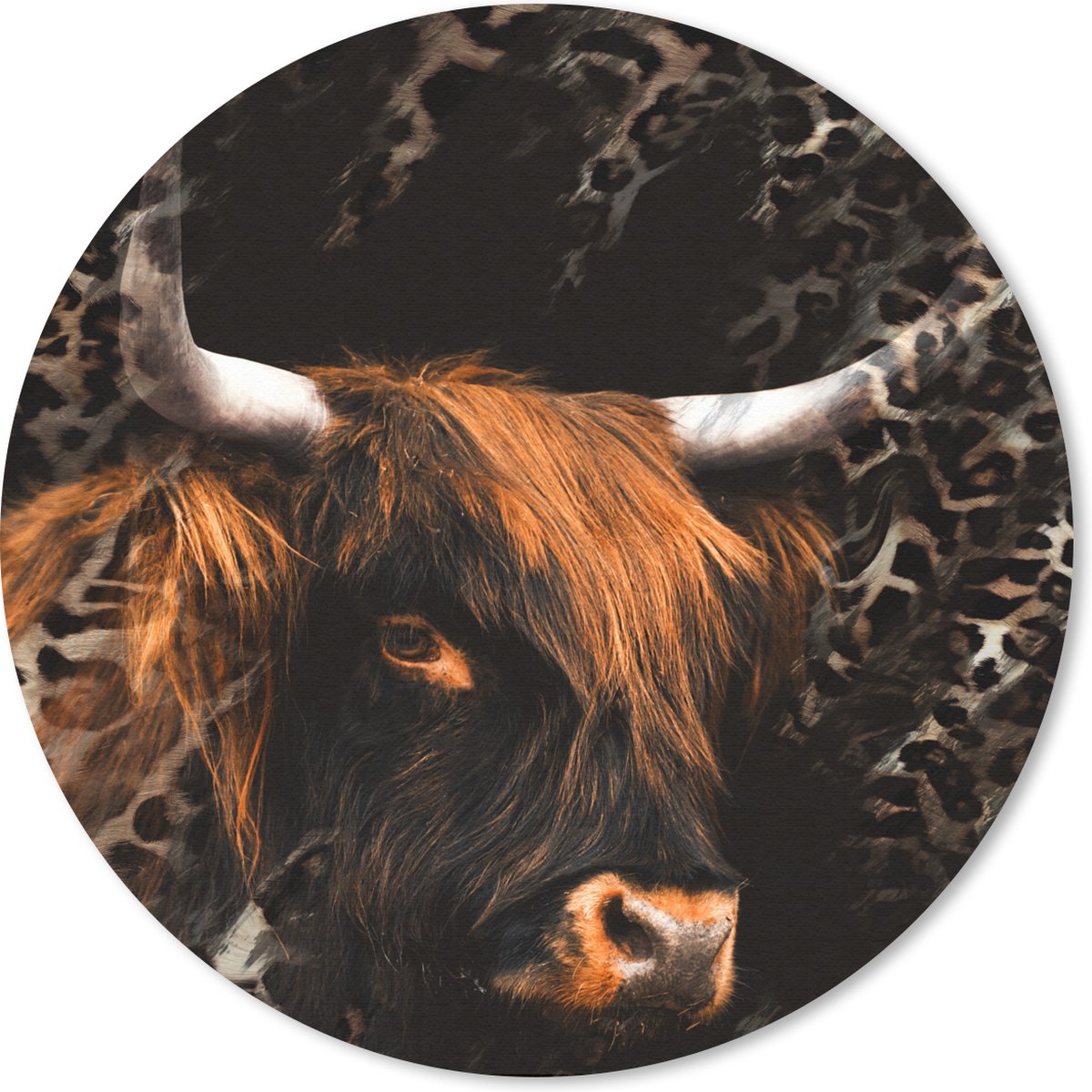 Muismat rond 50x50 cm - Mousepad Schotse hooglander - Panterprint - Design - Ronde muismatten