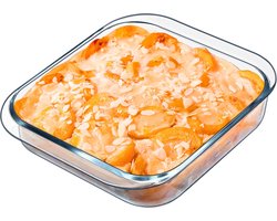 Ovenschaal glas, lasagne ovenschaal, kleine ovenschaal, transparant, 23 x 23 x 5,8 cm (2,3 liter)