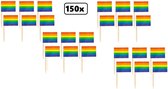 150x Cocktailprikker vlag Regenboog