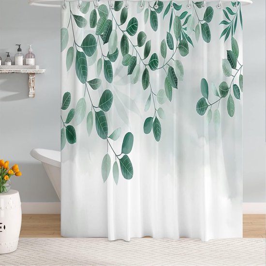 Rideau de douche en tissu Feuilles 180 x 200 cm. Imperméable