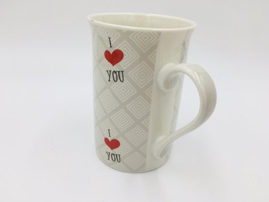 Mug, lot de 2, JE T'AIME, 10,9x7,5cm