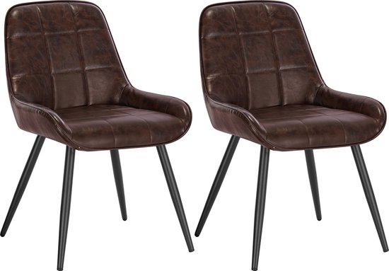 Set de 2 Chaises - Chaise de salle à manger de Luxe - Chaises de salle à manger - 2 chaises - Look moderne - Marron foncé