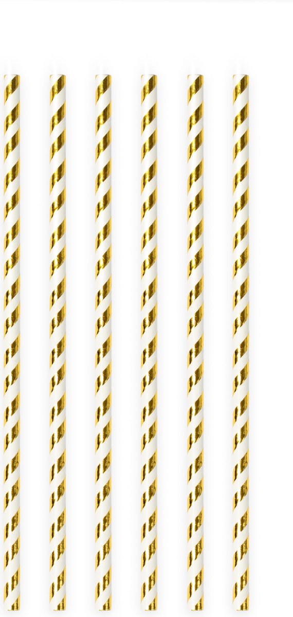 20 Papieren rietjes Goud - 6mm x 197mm