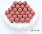 Perles en silicone 15mm, 5 pièces, marsala