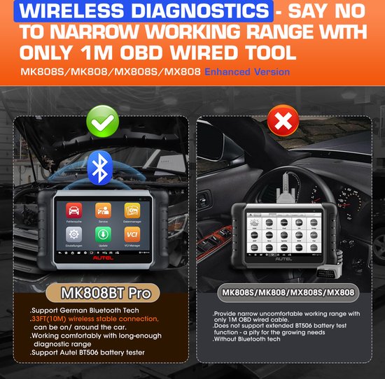 Autel Maxicom MK808BT PRO - Diagnose tablet - Uitleesapparatuur - Bluetooth - Nederlands