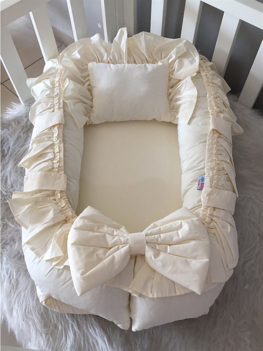 SNS Baby - Babynestje en Hoofdkussen- Creme - 74 x 40 cm