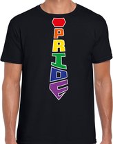 Bellatio Decorations Gay Pride shirt - pride stropdas - regenboog - heren - zwart XL