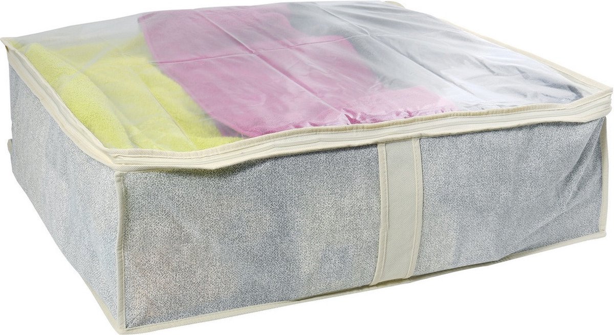 MSV opbergtas/beschermhoes beddengoed/kleding - grijs - polyester - 65 x 55 x 20 cm