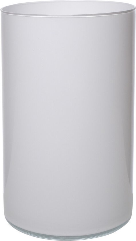 Bloemenvaas Neville - mat wit - glas - 16 x 30 cm - Cilinder vorm