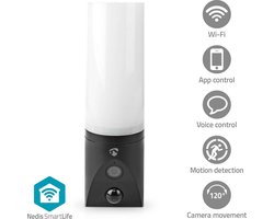 Nedis SmartLife Beveilligingscamera – Wi-Fi – Full HD 1080p – Buitenverlichting – Waterdicht – Bewegingssensor – Nachtzicht – Zwart