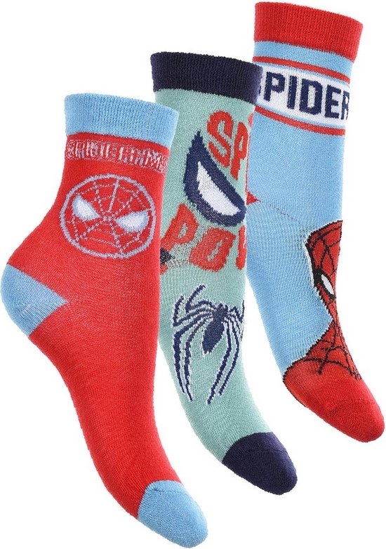 Spiderman - Marvel - sokken per setje van 3 stuks. Maat 31/34 cm.