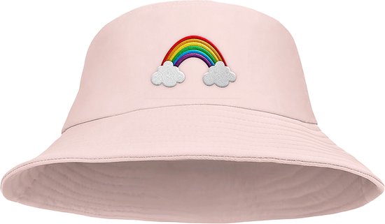Bucket Hat - Vissershoedje - Hoedje - Kinderen - Regenboog - Rainbow - 4 t/m 7 jaar - 52 cm - roze