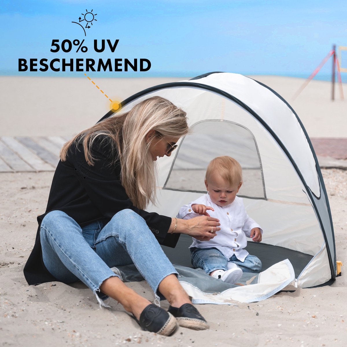 Deryan Luxe Pop Up Strandtent - Anti-UV 50+ - Cream 