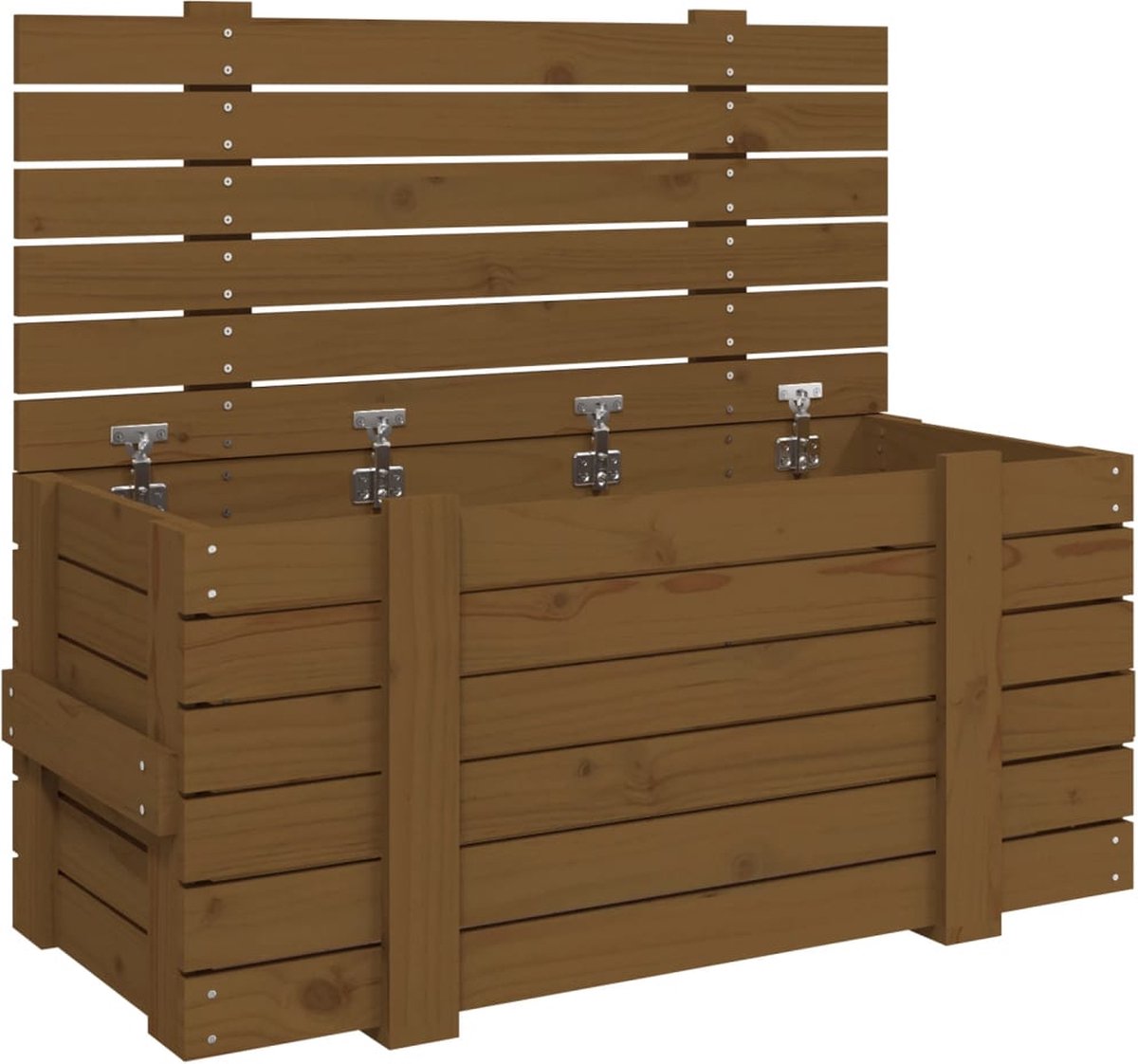 vidaXL - Opbergbox - 91x40,5x42 - cm - massief - grenenhout - honingbruin