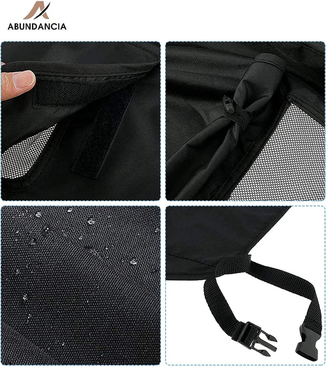 Abundancia® - Kinderwagen Zonnescherm - Wandelwagen/ Buggy - Zonnedoek - Spatwaterdicht - Ademend - UV-doek - Inclusief opbergtasje - Universeel - Zwart — afbeelding 2