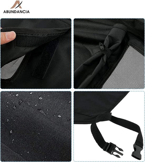 Abundancia® - Kinderwagen Zonnescherm - Wandelwagen/ Buggy - Zonnedoek - Spatwaterdicht - Ademend - UV-doek - Inclusief opbergtasje - Universeel - Zwart van Abundancia® — afbeelding 2