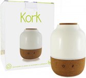 Kork - Aromalamp - Diffuser voor etherische oliën - Geurverspreider 3 in 1 - Aromaverstuiver - Luchtbevochtiger - Nachtlampje - Stijlvolle kaarseffect licht - Waterreservoir 130 ml