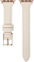 Bracelet en cuir - convient pour Apple Watch Series 1/2/3/4/5/6/7/8/SE avec taille de boîtier 38/40/41 mm - couleur ivoire