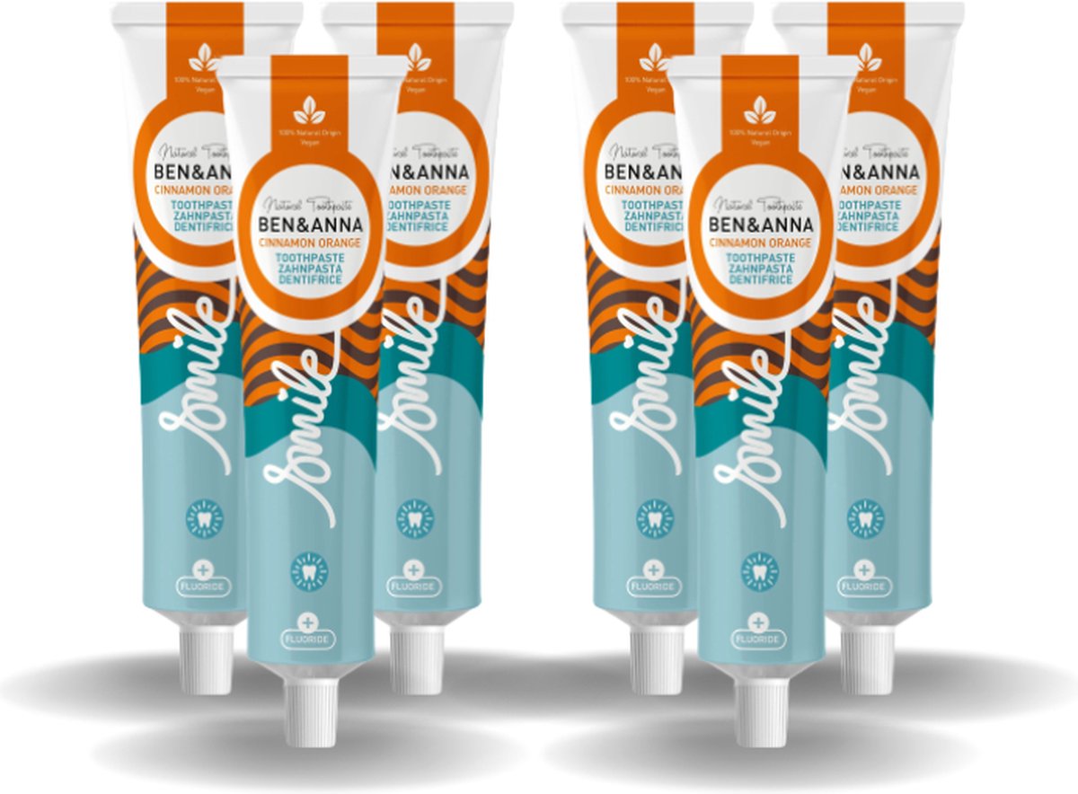 BEN&ANNA - Toothpaste Smile with Fluoride Cinnamon Orange - 75ml - 6 Pak - Voordeelverpakking