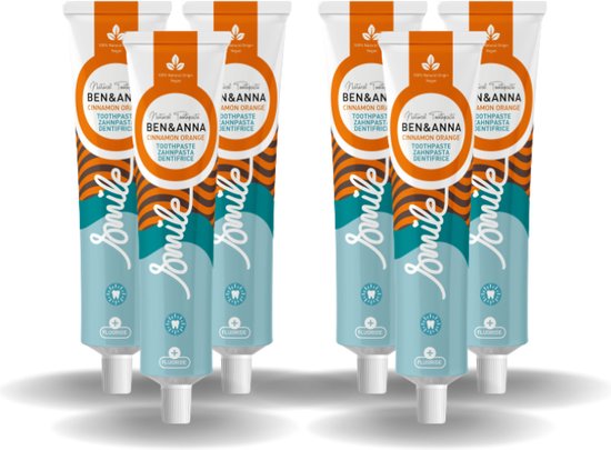 BEN&ANNA - Toothpaste Smile with Fluoride Cinnamon Orange - 75ml - 6 Pak - Voordeelverpakking