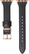 Bracelet en cuir - convient pour Apple Watch Series 1/2/3/4/5/6/7/8/SE avec boîtier de taille 38/40/41 mm - noir