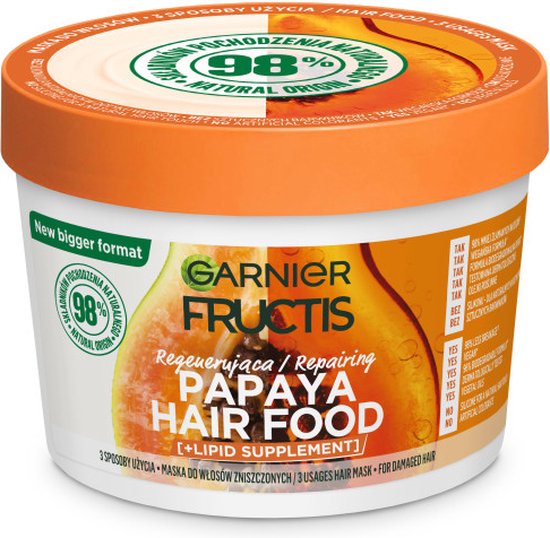 Fructis Papaya Hair Food masque régénérant pour cheveux abîmés 400ml | bol