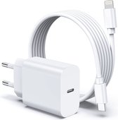 Chargeur iPad avec cordon - 1 mètre - Chargeur rapide - 20 Watt - Adaptateur USB C - Pour Apple iPad 10.2, 2018/2019/2020, 5e, 6e, 7e, 8e, 9e génération