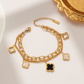 EHHbeauty - Klaver Armband - 5 Klaver - gouden Klaver Armband -Lucky Clover Bracelet - Moederdag Cadeau -Accessoires