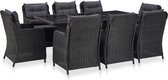 vidaXL - 9-delige - Tuinset - poly - rattan - zwart