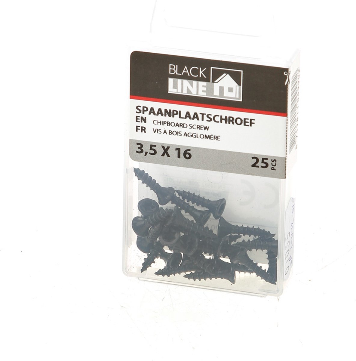 Spaanplaatschroef 3,5 x 16 mm - zwart (25 stuks) - Black Line
