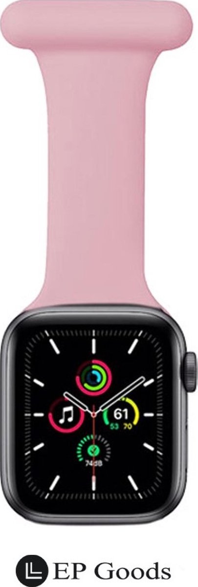EP Goods - Verpleegkundige band - Zorg Horlogebandje - Hangende Band - Geschikt voor Apple Watch 1/2/3/4/5/6/SE/7/8/Ultra/Ultra 2/Watch 10 - 42/44/45/49mm - Siliconen - Roze