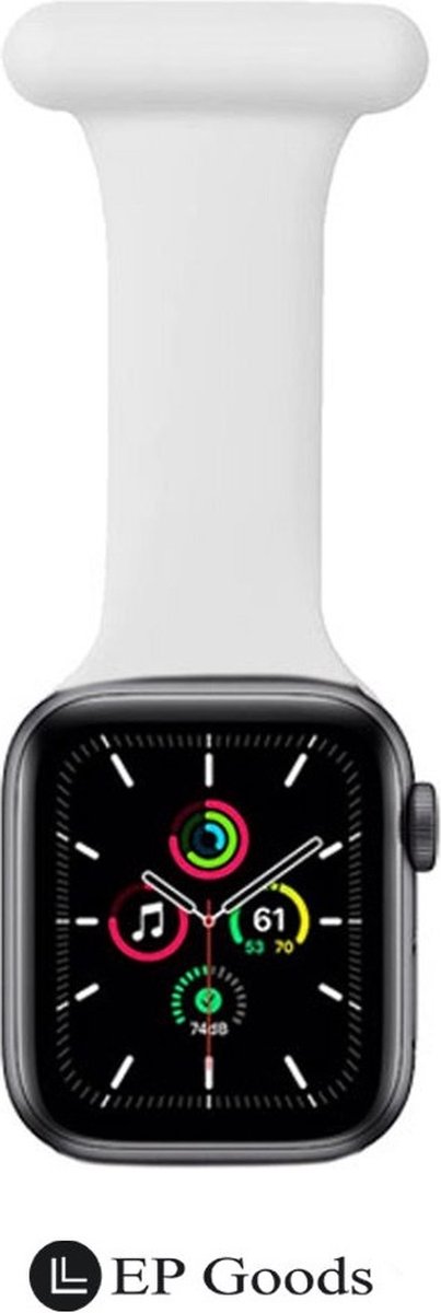EP Goods - Verpleegkundige band - Zorg Horlogebandje - Hangende Band - Geschikt voor Apple Watch 1/2/3/4/5/6/SE/7/8 - 38/40/41mm - Siliconen - Wit