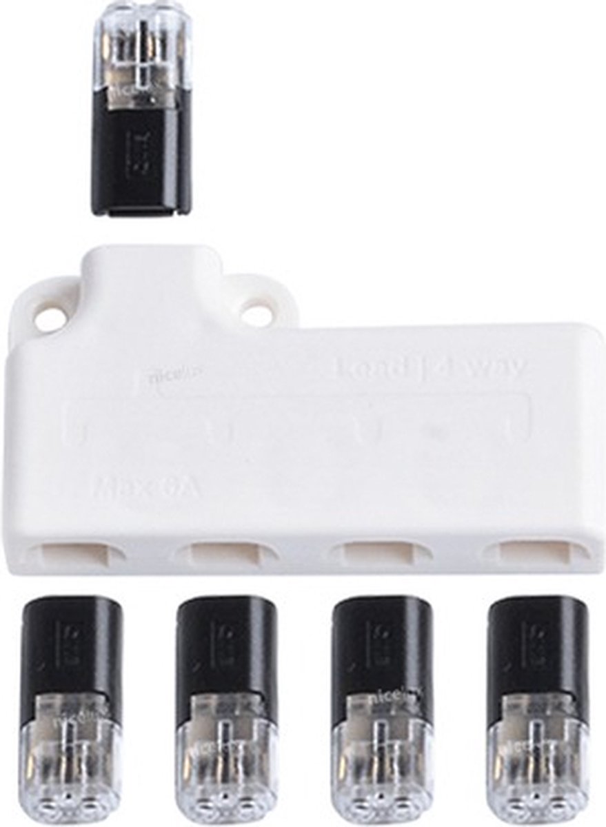 Quick kabel splitter - 1 naar 4 - 12V- incl. 5x connectors