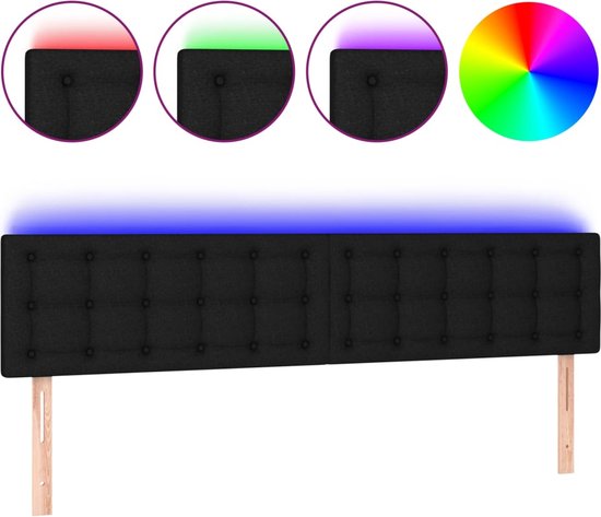 vidaXL - Hoofdbord - LED - 180x5x78/88 - cm - stof - zwart