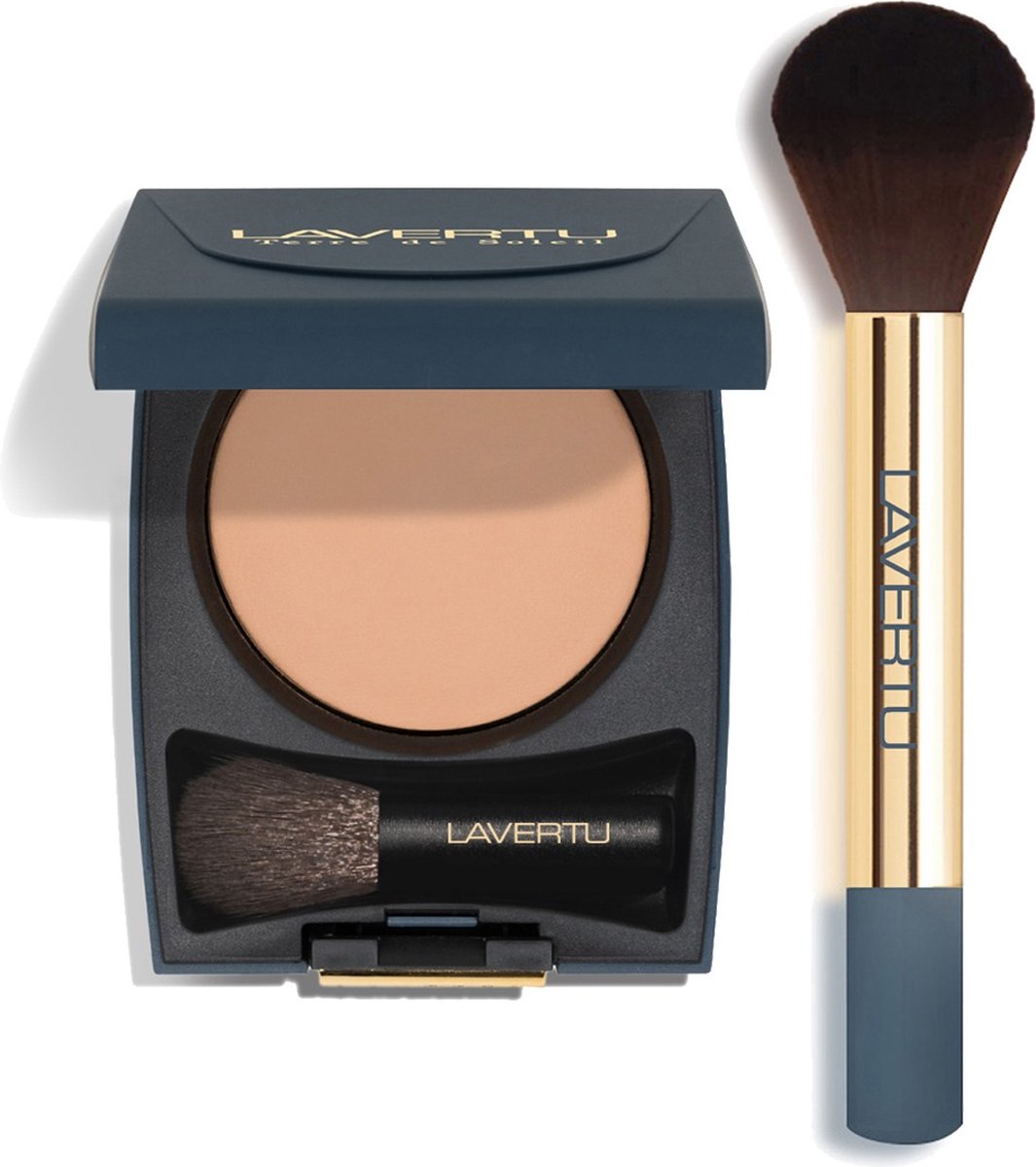 Lavertu Cosmetics - Bronzer Terre de Soleil Set - kleur 03 licht - met grote brush- & bronzer kwast - Baked Bronzer - Make-up Set