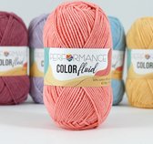 Performance Colour Fluid - fil coton/acrylique crochet/ tricot - rouge corail (3010) - 5 pelotes