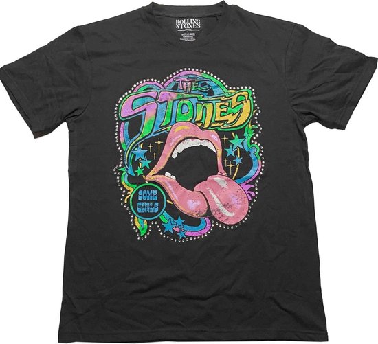 The Rolling Stones - Some Girls Neon Tongue Heren T-shirt - XL - Zwart