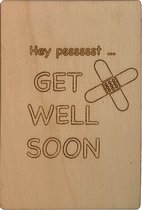 Woodyou - Houten Wenskaart - Get well soon