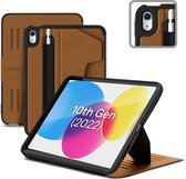 Zugu case - iPad 10.9 Gen 10 (2022) - oersterke luxe flip-over case - volledige 360˚ bescherming – met multifunctionele standaard functie – geschikt voor Apple Pencil - Cognac