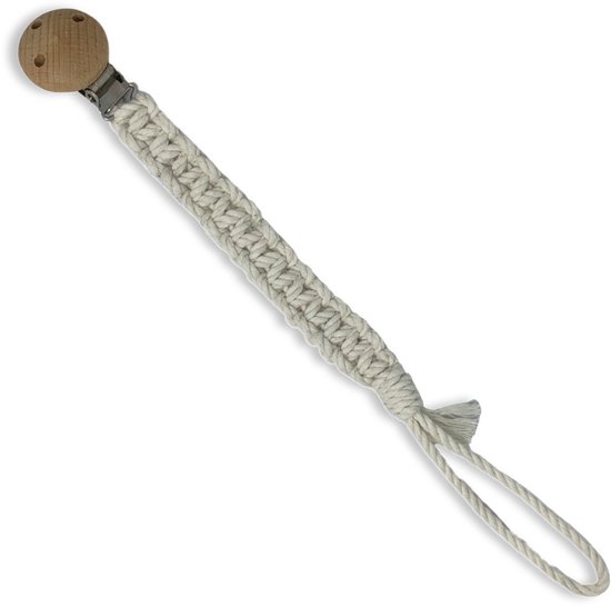 Macramé Speenkoord 'Square' - Gebroken Wit/Ecru - Katoen - Macramé - Handgemaakt in Nederland - Inclusief Verzendkosten van Merkloos — afbeelding 2