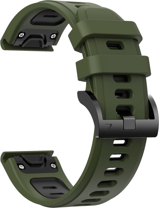 Foto: Siliconen bandje geschikt voor garmin fenix 5 5 plus 6 6 pro 7 7 pro 8 47 mm e 47 mm epix pro 2 47 mm quatix 5 6 7 7 pro approach s60 s62 s70 47 mm marq d2 delta d2 mach 1 descent g1 donkergroen zwart