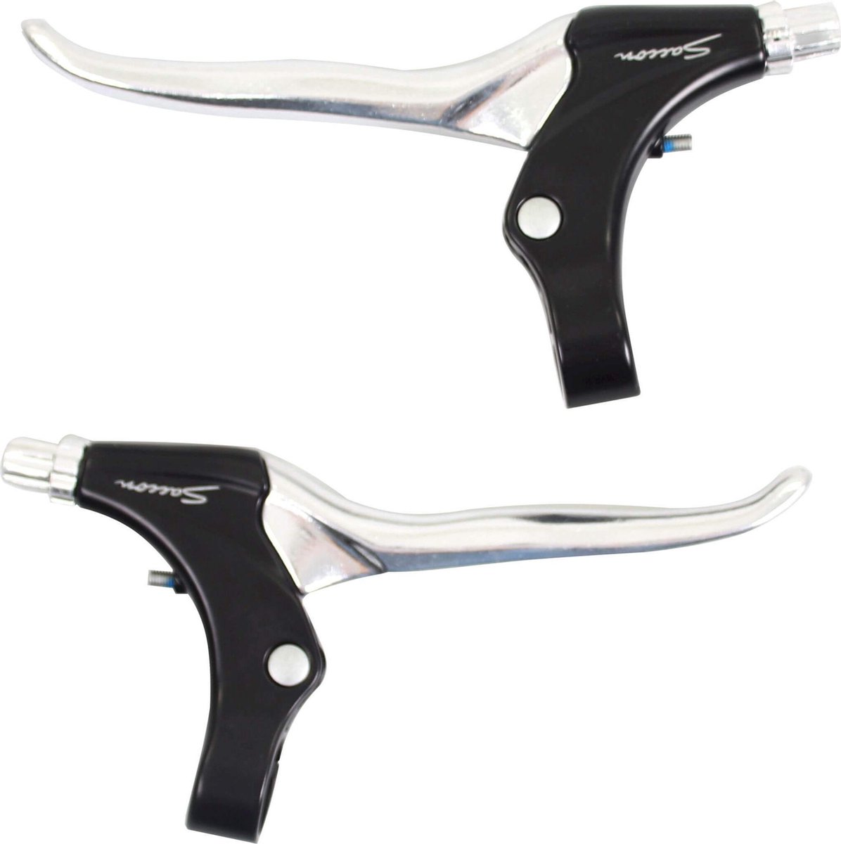 Saccon Remhendel set - aluminium - vier vingers - zwart/zilver - 10 cm grip - 22.2 mm klem