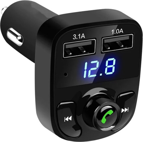 X8 Bluetooth FM Transmitter BLUETOOTH MUZIEK STREAMEN 2x USB laden +  Handsfree bellen
